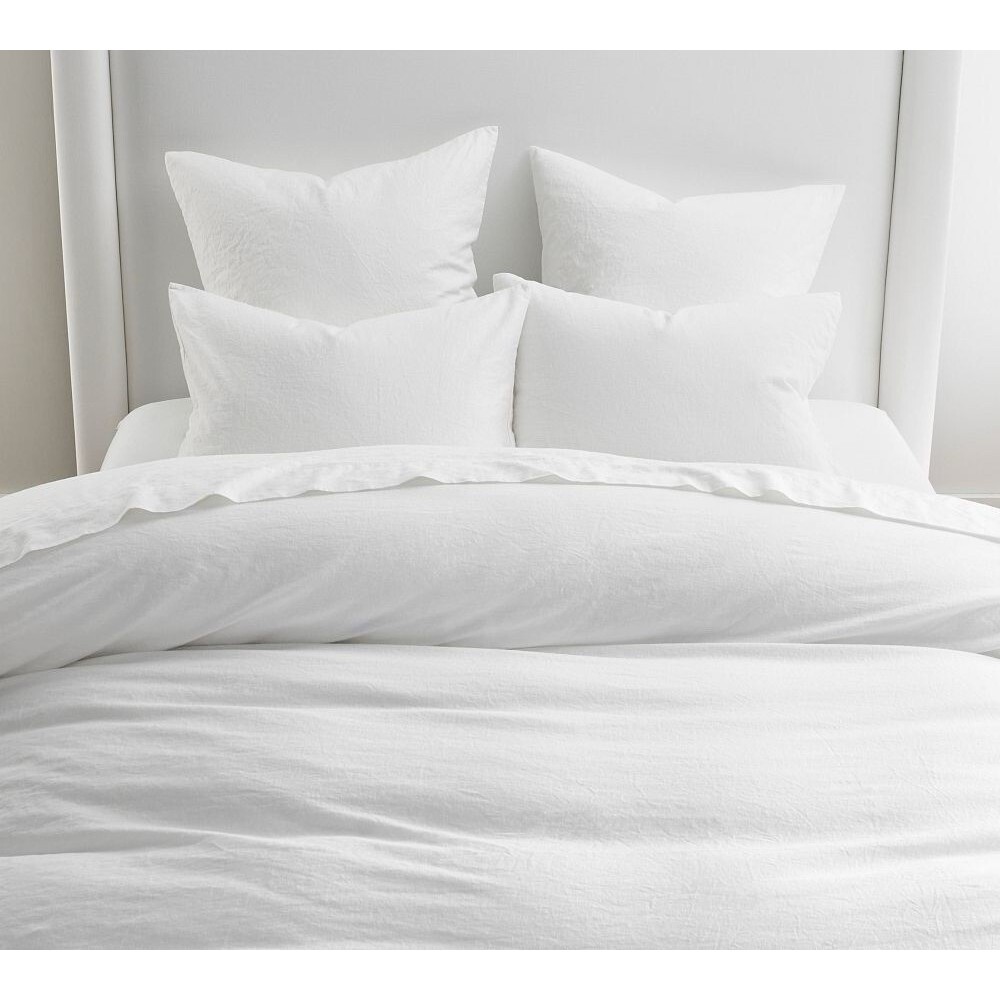 Pottery Barn California King Duvet Cover White 100% Linen Hidden Button Close